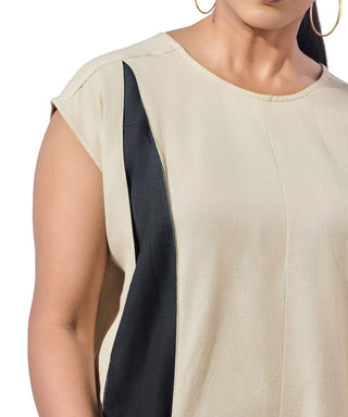 Twilight  Beige Pleated Jumpsuit