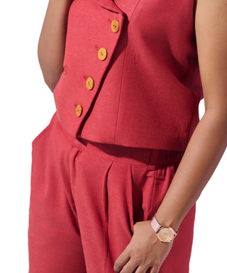 Berry Drape Vest Co-ord