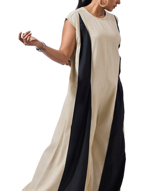 Twilight  Beige Pleated Jumpsuit